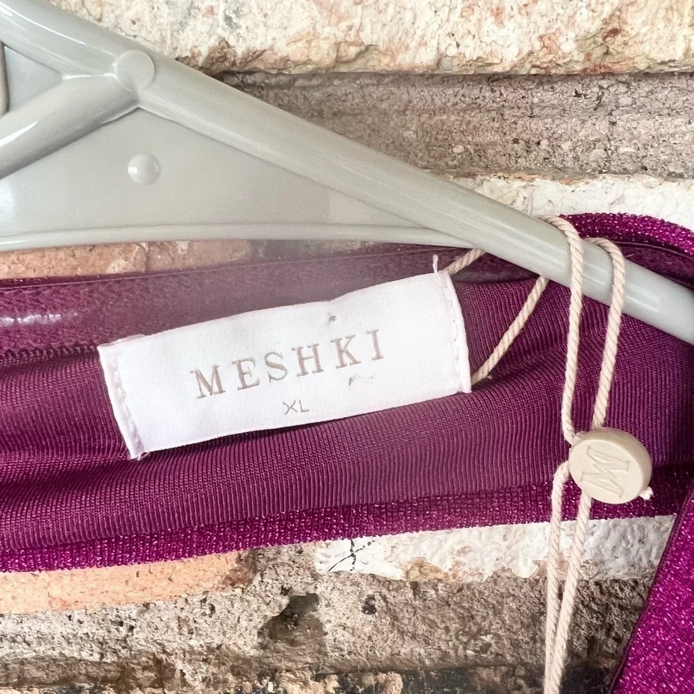 NWT Meshki Sierra Strapless Shimmer Dress XL Violet Shimmer